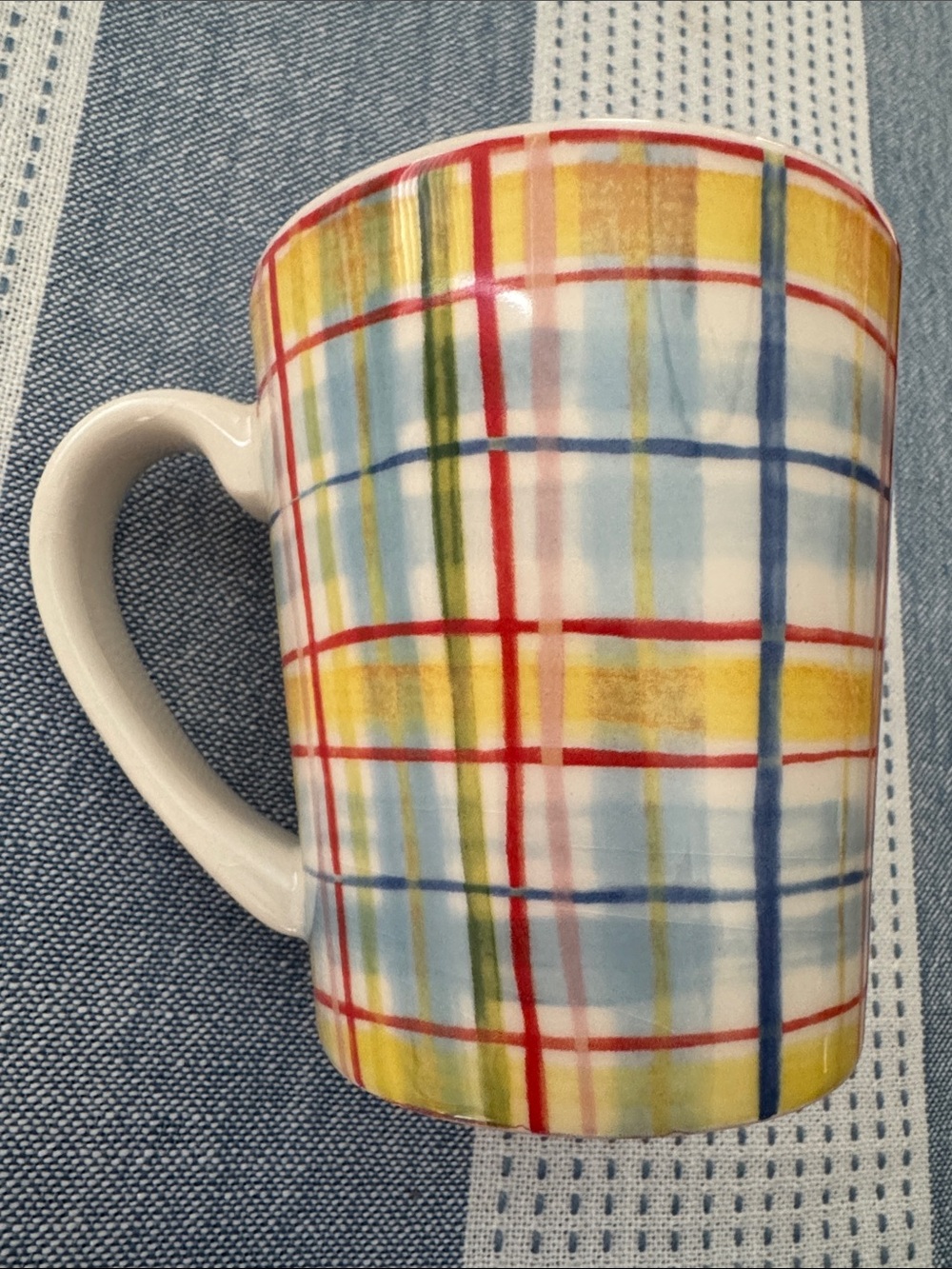 MacKenzie-Childs Carnaby plaid mugs-set of two.